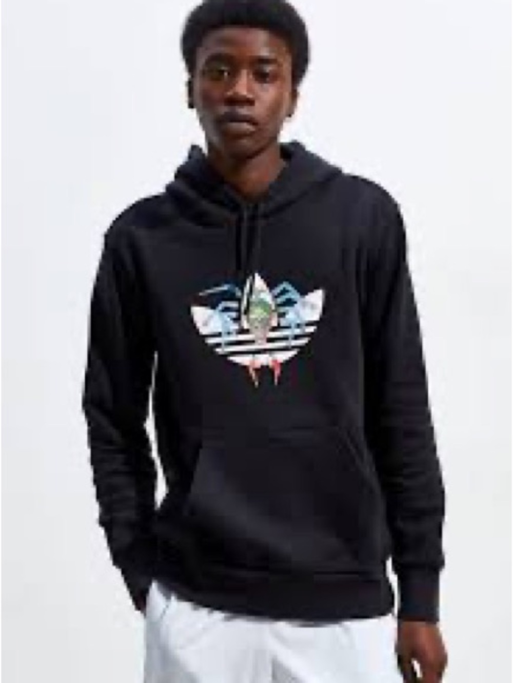 adidas Black Graphic Trefoil Hooded Sweatshirt
